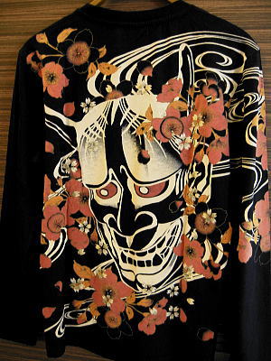 和柄長袖Ｔシャツ　山櫻と般若